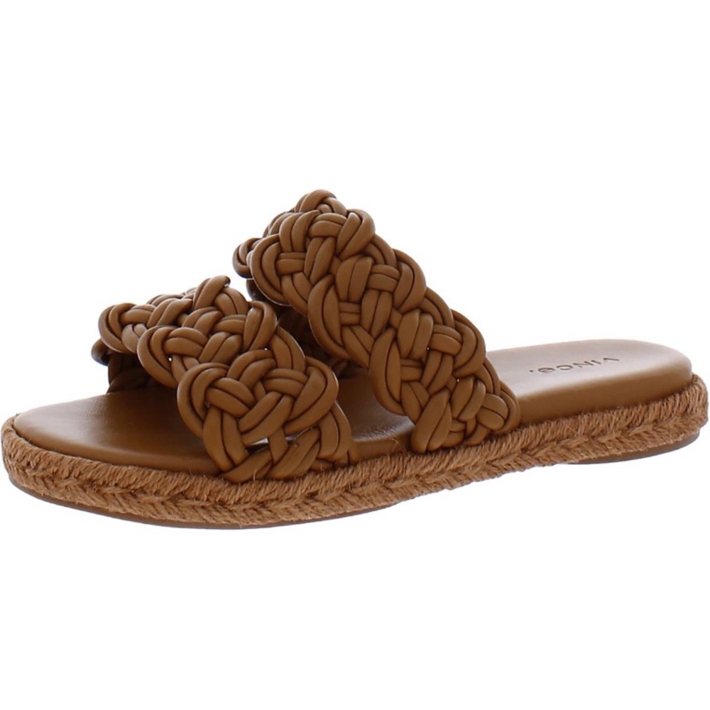 Vince Womens Sullivan Leather Slip On Espadrilles Slide Sandals